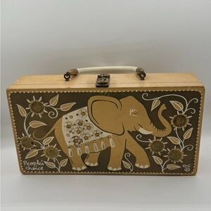 Elephant Design Wooden Handbag